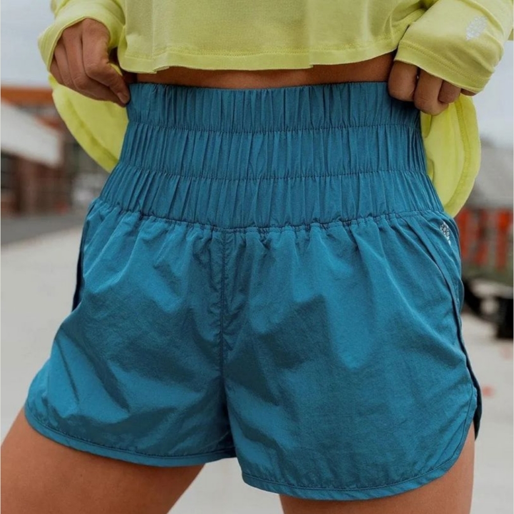 Free People The Way Home High Waist Athletic Shorts Women's Sz‎ M Papaya Punch
